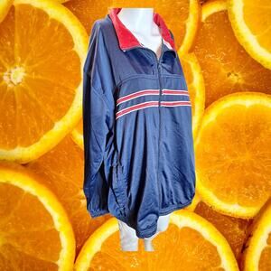 Vintage Wilson Men's Navy Polyester‎ Full-Zip Long Sleeve Jacket Size 2XL